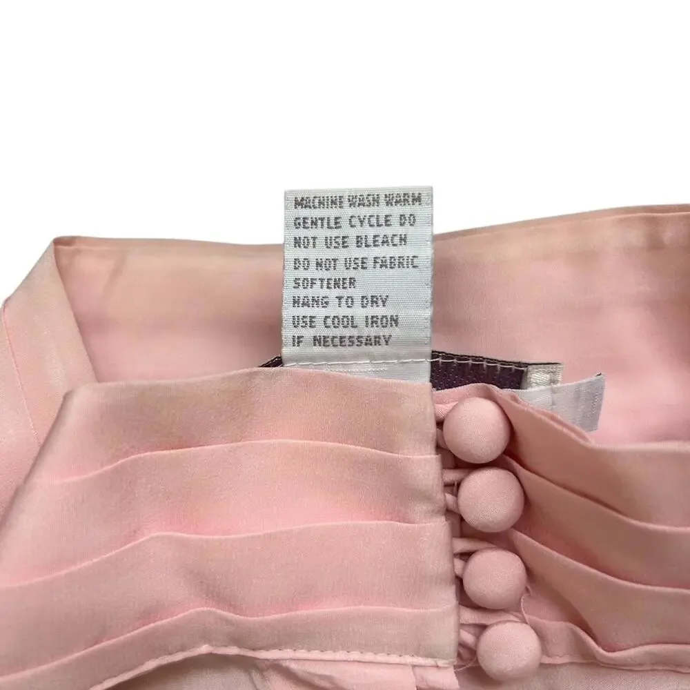 VTG Pink Blouse Pleated Shirt Button Down Size 14 Romantic Whimsical Secretary